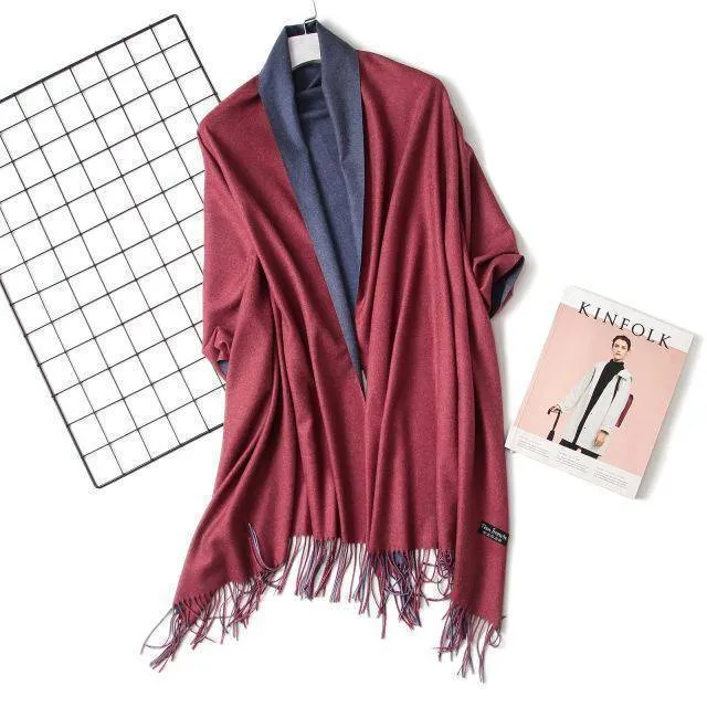 18 Colors, Double-side soft Cashmere scarves, shawls and wraps with Tassel