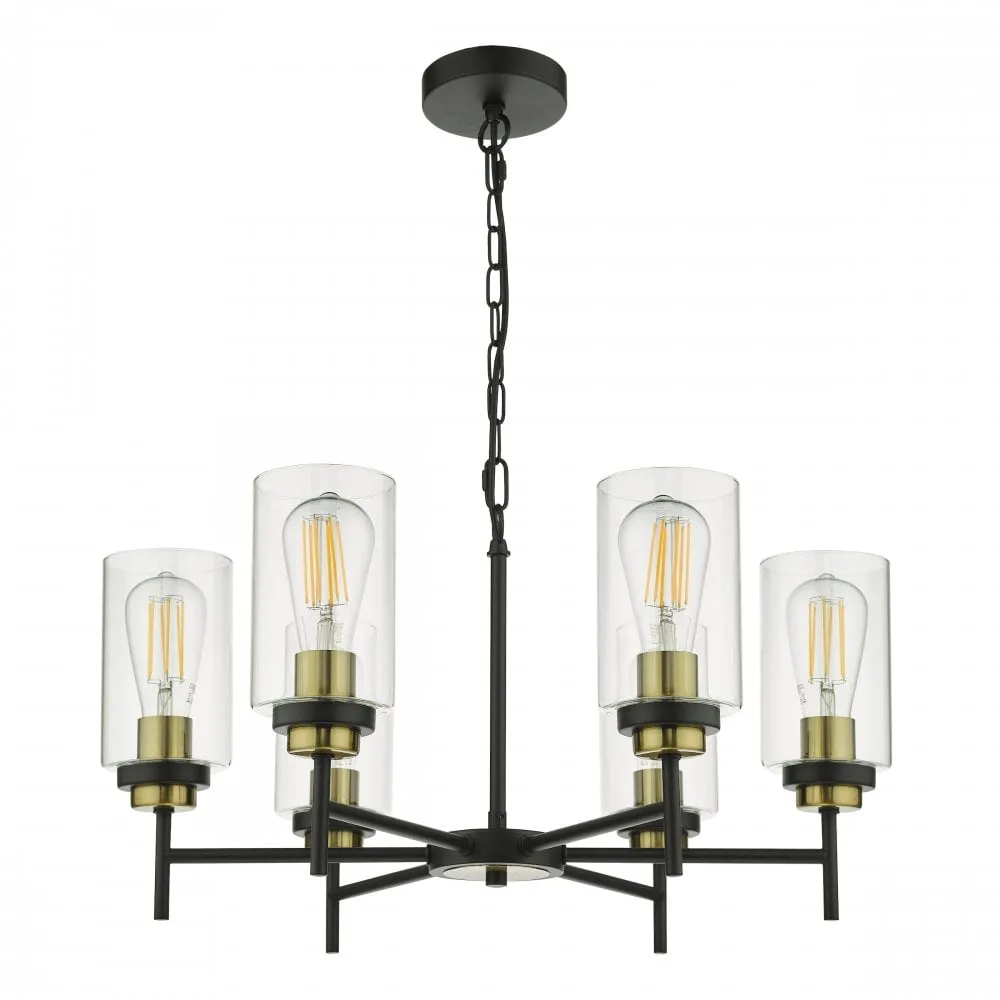 Abel 6 Light Pendant Satin Black Glass