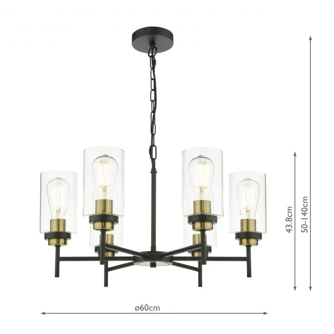 Abel 6 Light Pendant Satin Black Glass