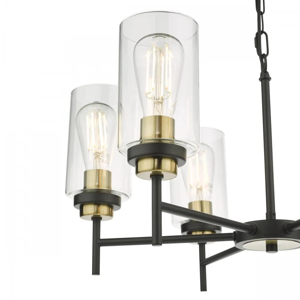 Abel 6 Light Pendant Satin Black Glass