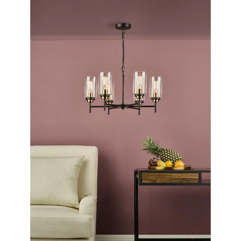 Abel 6 Light Pendant Satin Black Glass