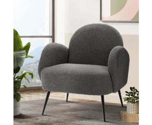 Armchair Lounge Chair Armchairs Accent Arm Chairs Sherpa Boucle Charcoal