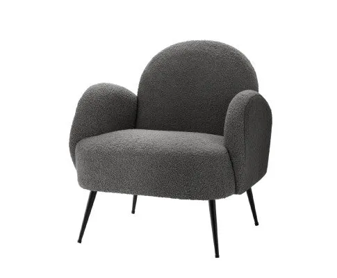 Armchair Lounge Chair Armchairs Accent Arm Chairs Sherpa Boucle Charcoal