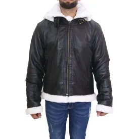 B3 Bomber Aviator Shearling Black Men's Leather Jacket