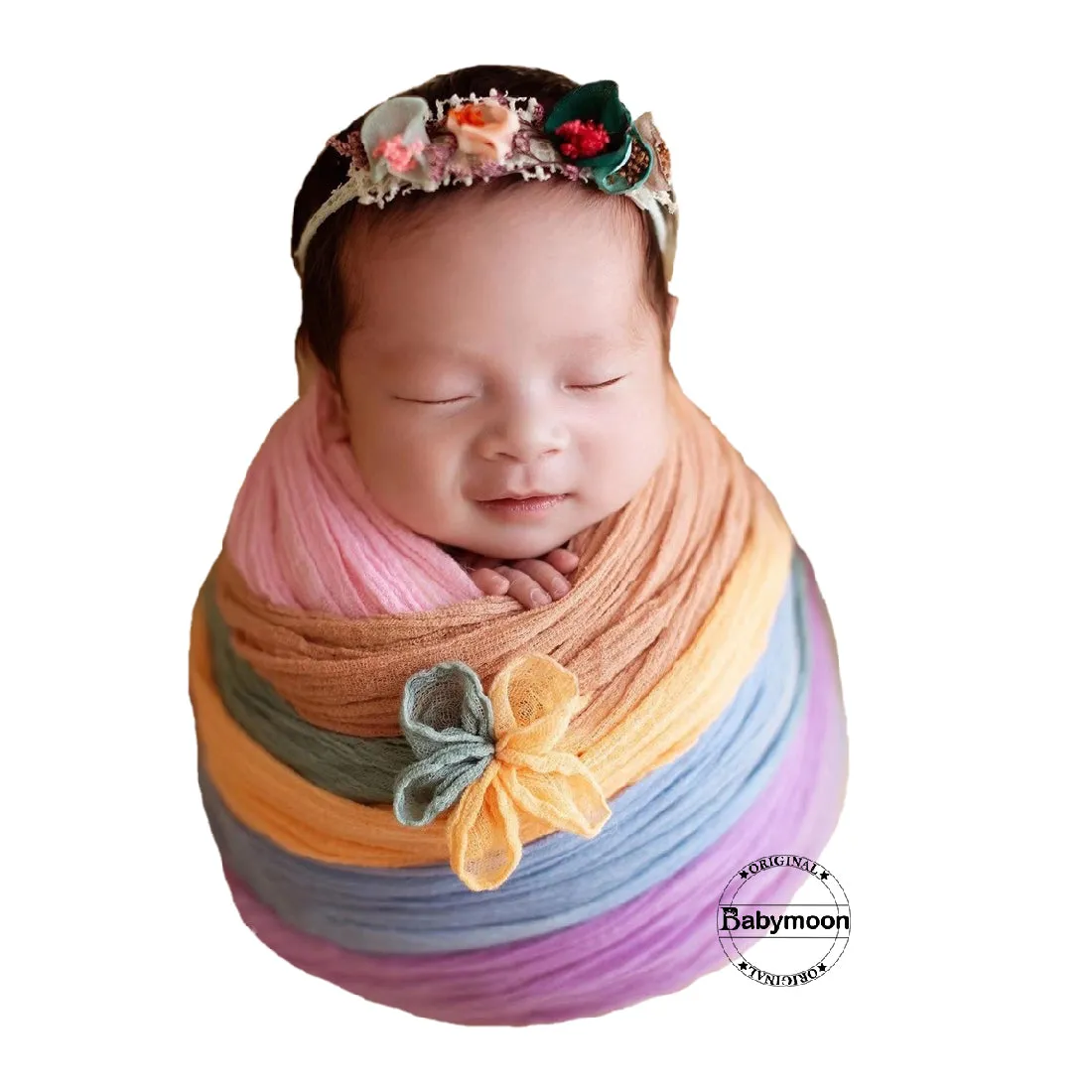 Babymoon Cheese Wrap Stretchble Baby Photography Shoot Wrap Cloth (50x260cm) - Pastel Rainbow