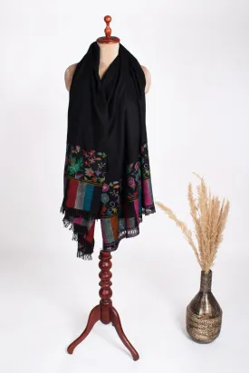 Black Kashmiri Shawls, Kani Weave Cashmere Wraps, Specially Made Scarves, Gorgeous Wraps, Wedding Gifts, 40x80" - HAVASU