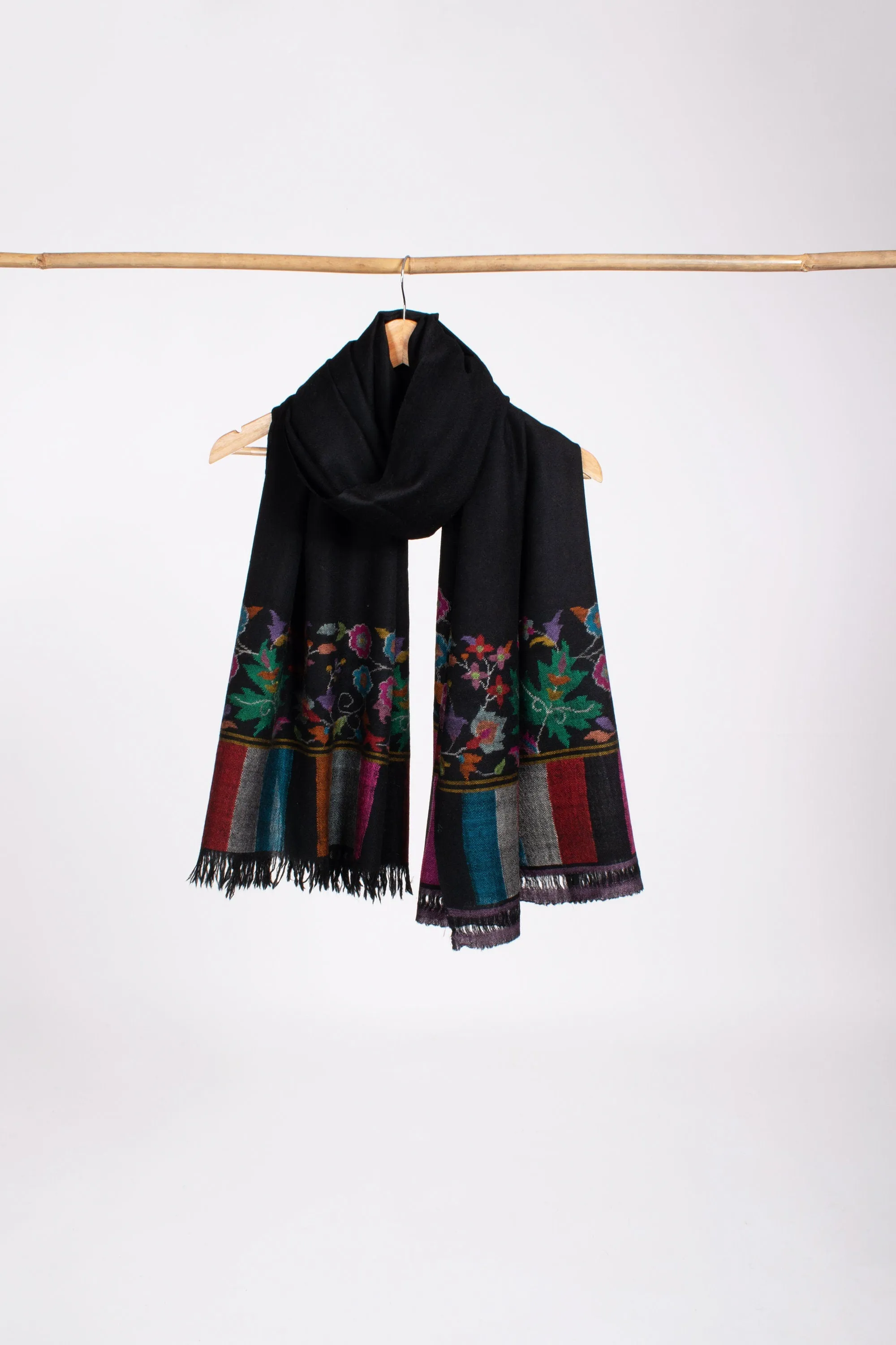 Black Kashmiri Shawls, Kani Weave Cashmere Wraps, Specially Made Scarves, Gorgeous Wraps, Wedding Gifts, 40x80" - HAVASU