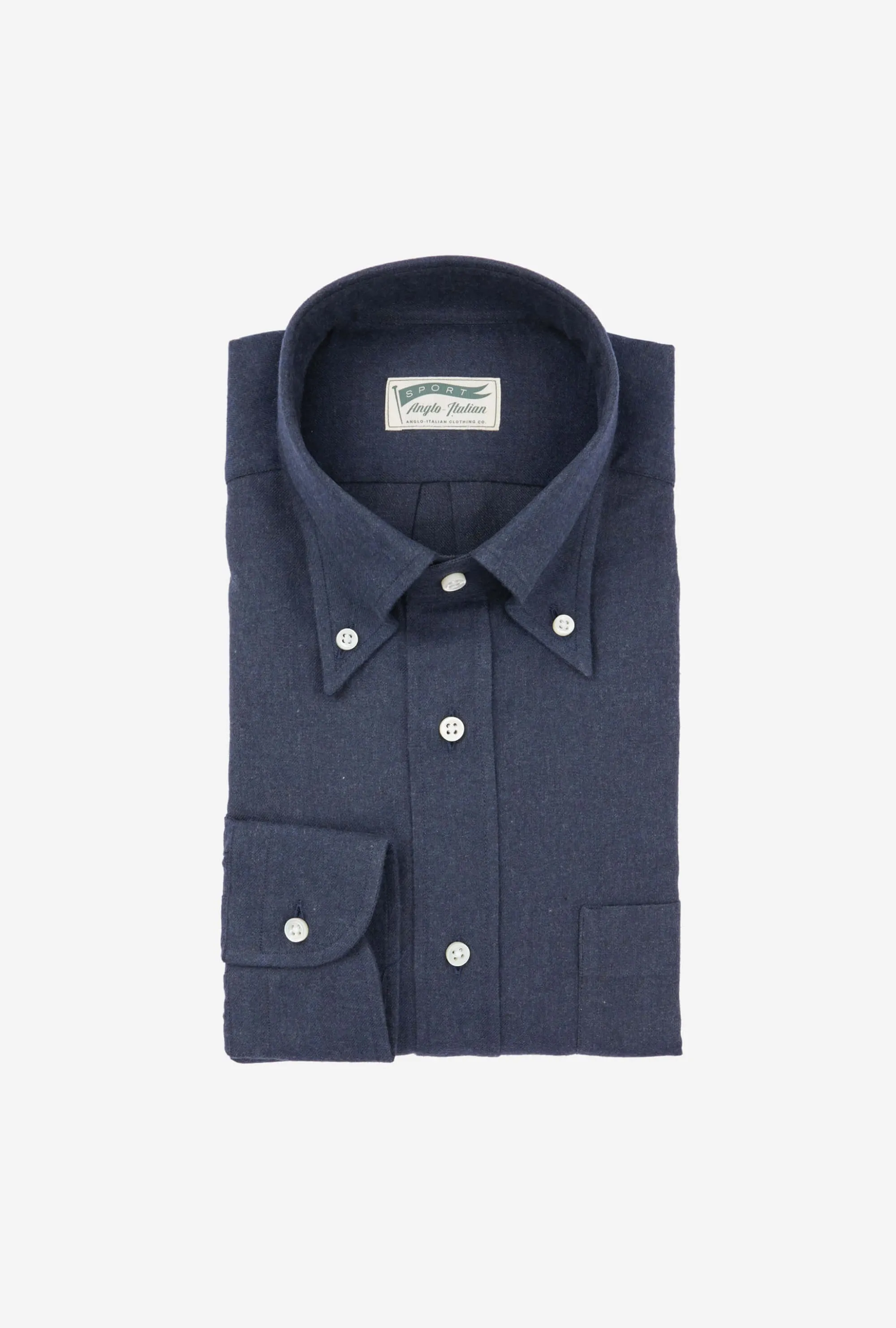 Button Down Sport Shirt Brushed Cotton Navy