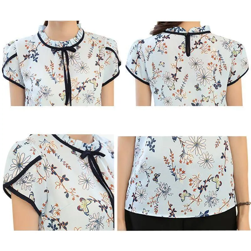 Chiffon Floral Print Blouse  (US 2-16)