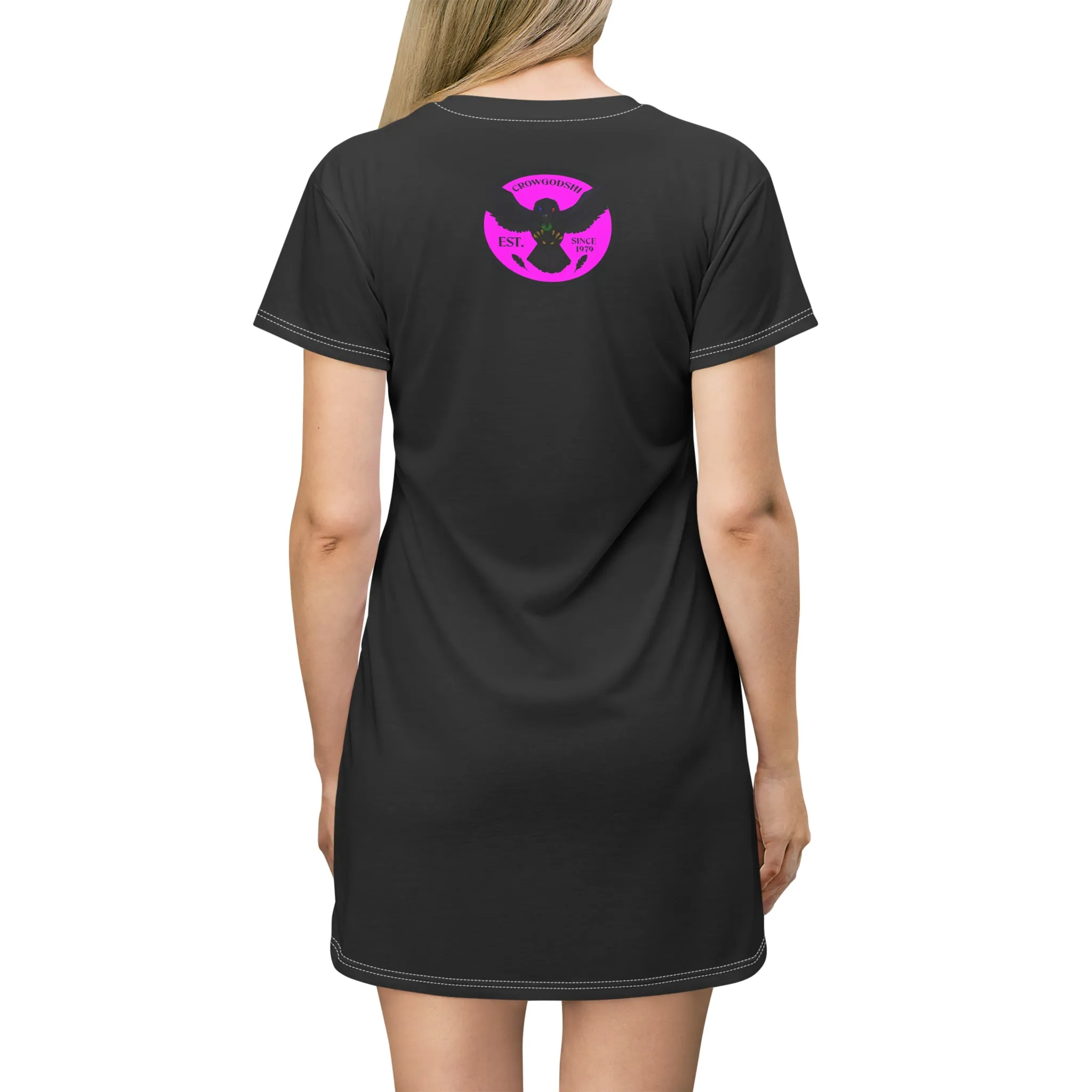 Crowgodshi Symbol T-Shirt Dress, PINK LOGO