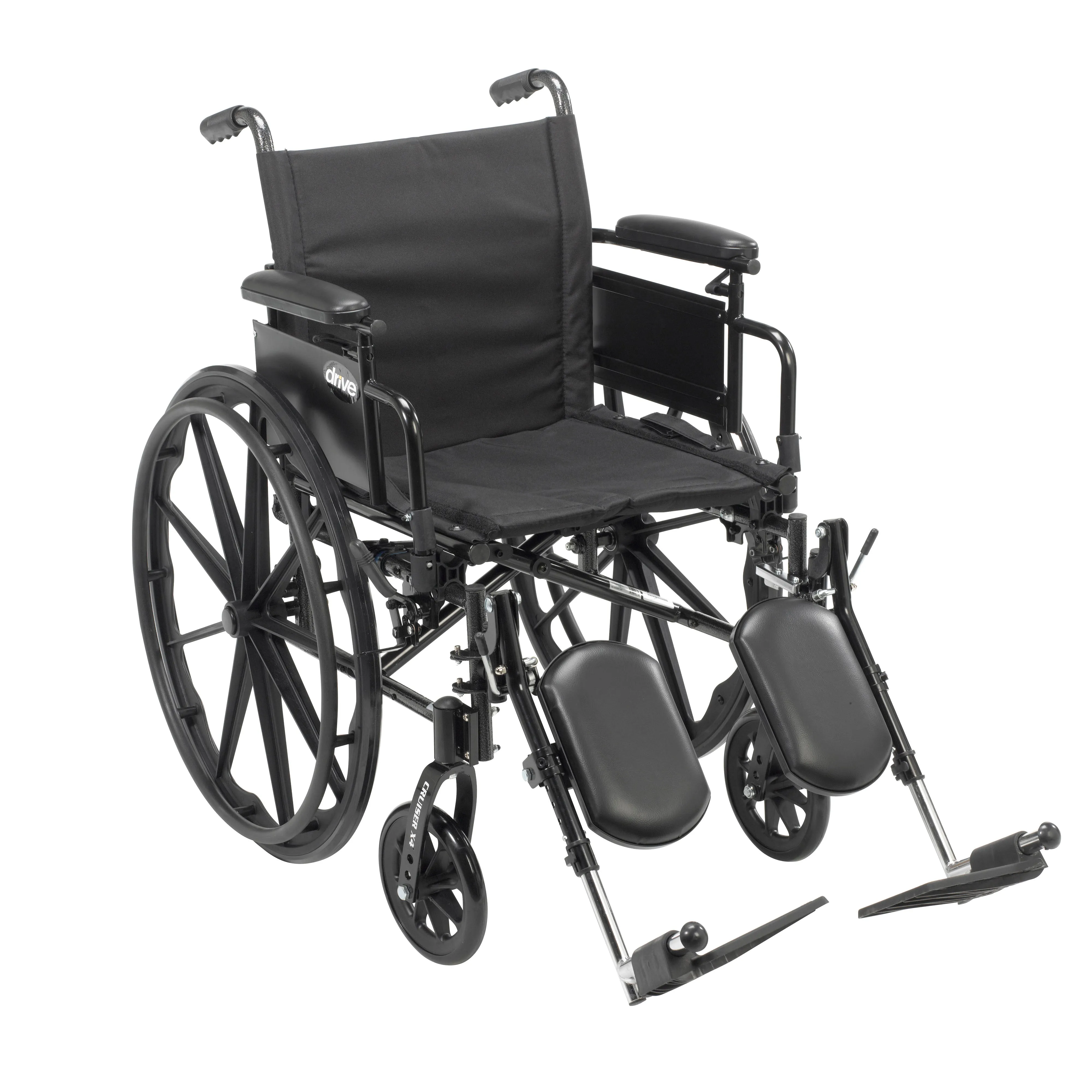 Drive Medical cx420adda-elr Cruiser X4 Lightweight Dual Axle Wheelchair with Adjustable Detachable Arms, Desk Arms, Elevating Leg Rests, 20" Seat