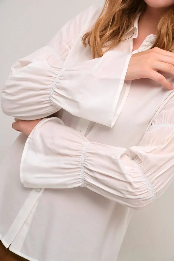 ELASTIC SLEEVE OFF WHITE BLOUSE