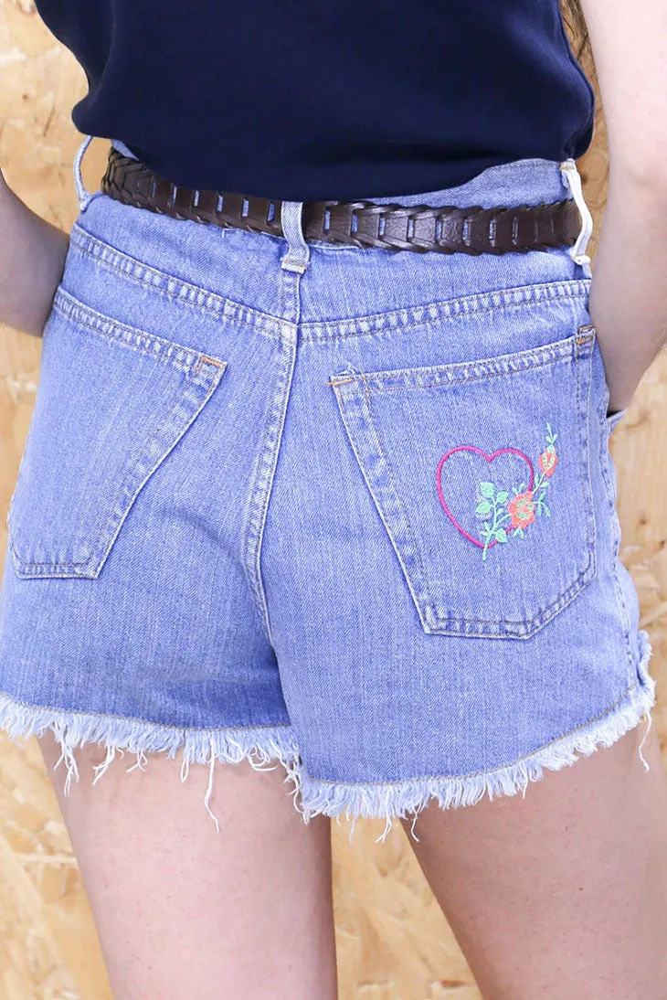 Embroidered Denim Short