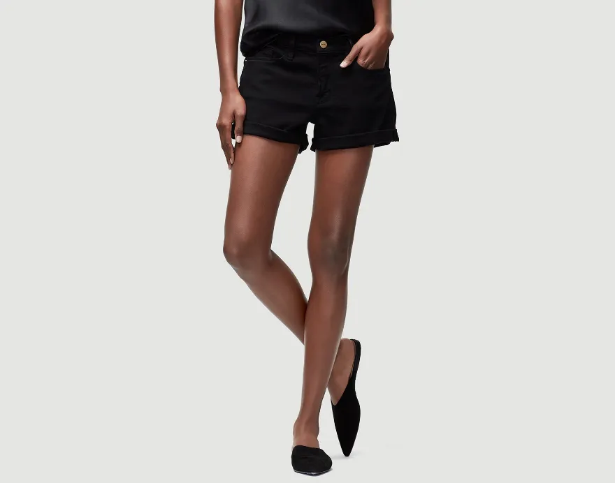 FRAME - Le Cutoff Cuffed Jean Short in Noir