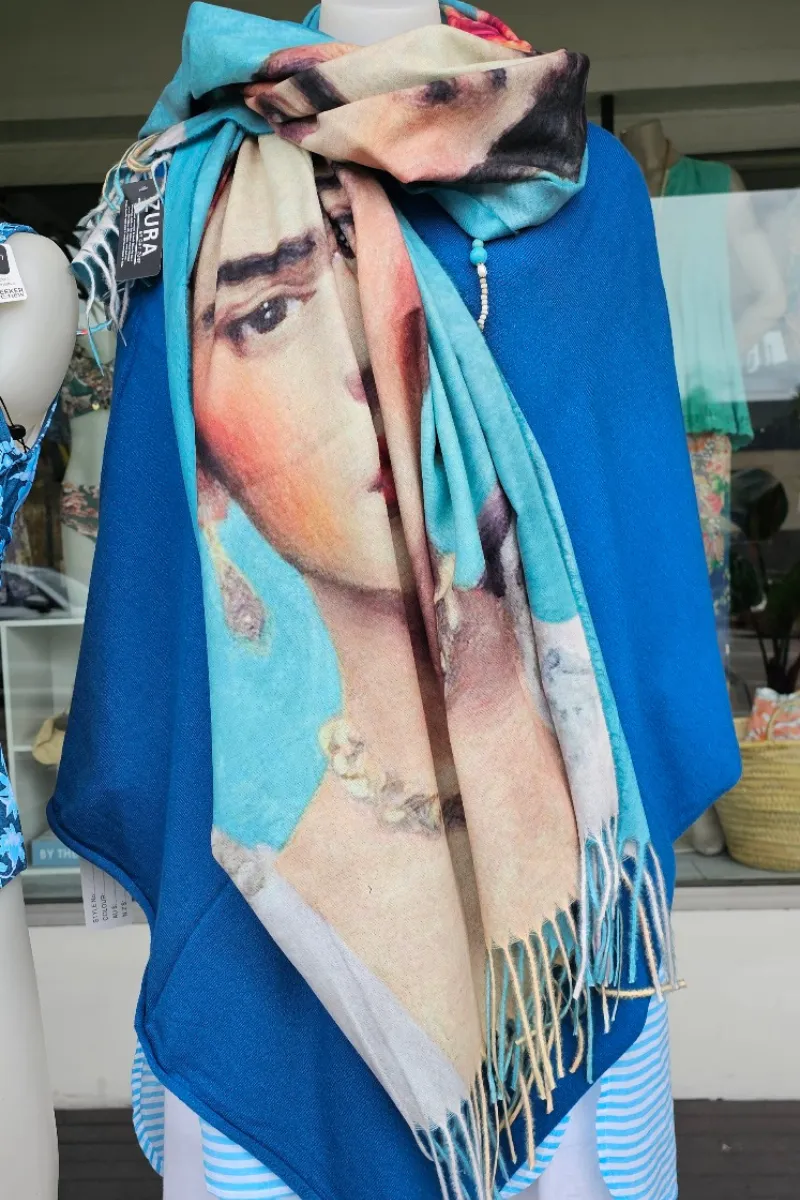 Frida Kahlo Soft Cashmere Viscose Woollen Scarf Fully Reverisble