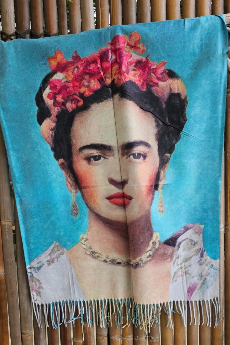 Frida Kahlo Soft Cashmere Viscose Woollen Scarf Fully Reverisble