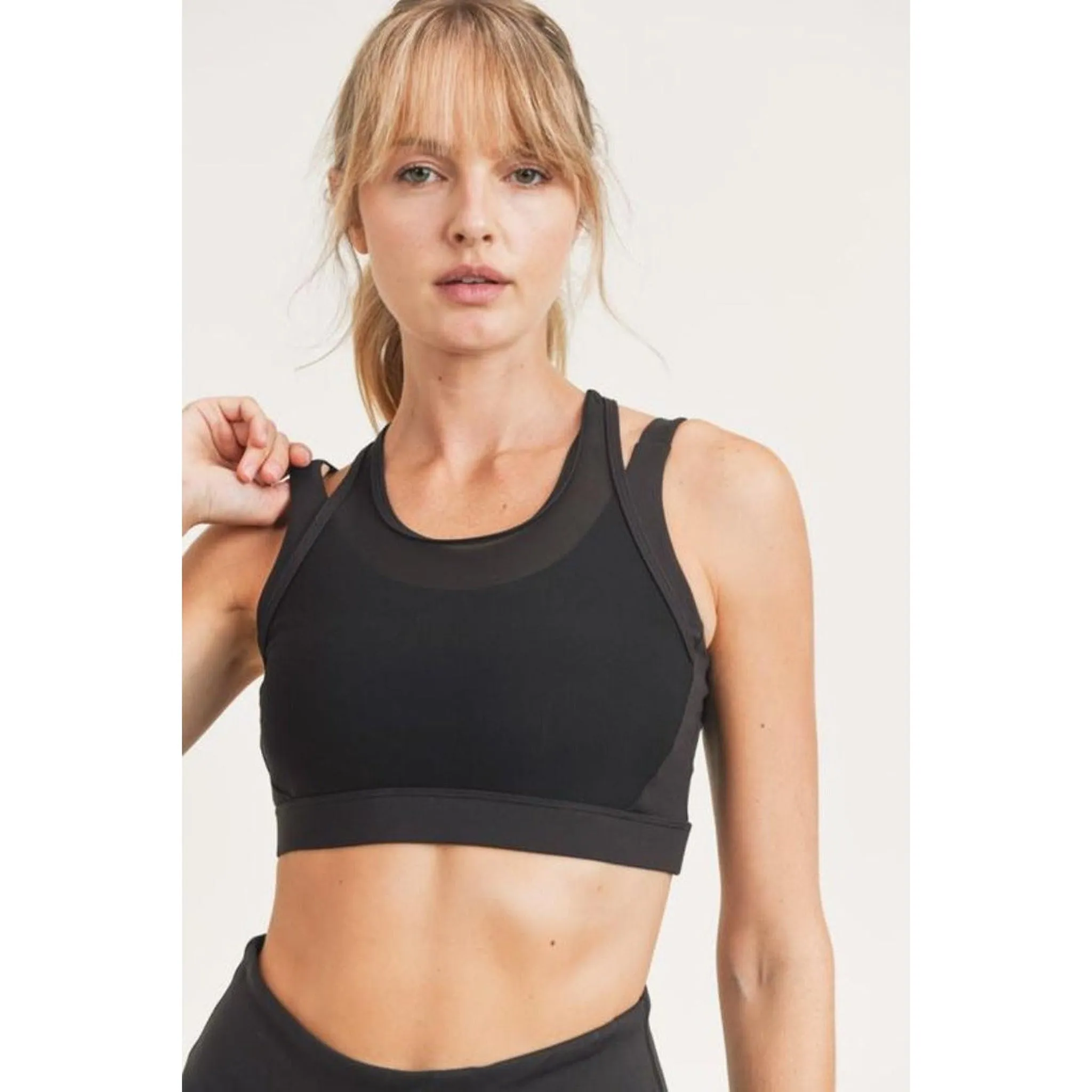 Mono B Mesh Overlay Sports Bra