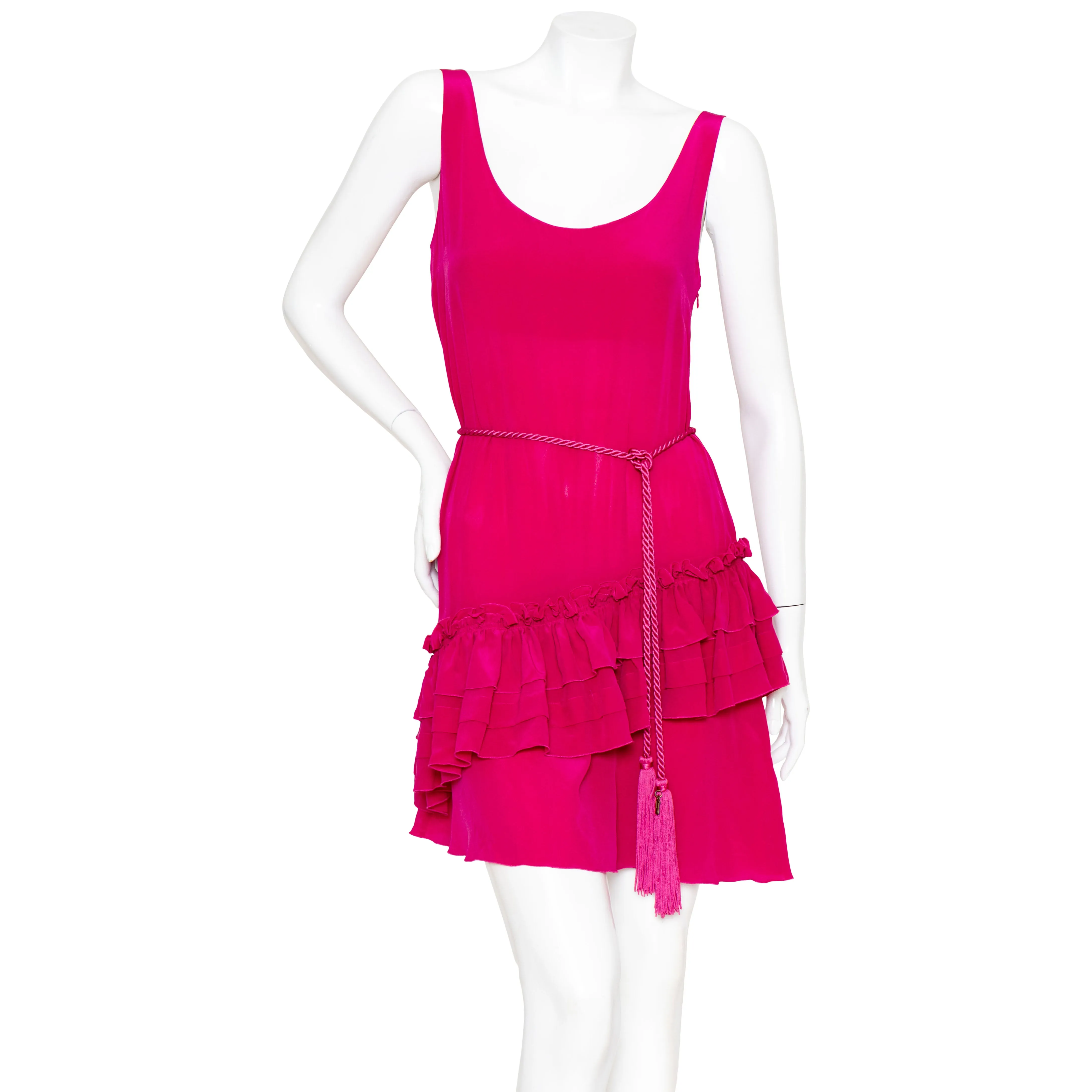 Pink Silk Georgette Ruffled Dress