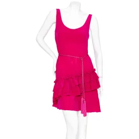 Pink Silk Georgette Ruffled Dress