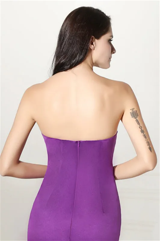 Purple Mermaid Satin Sweetheart Backless Prom Dresses