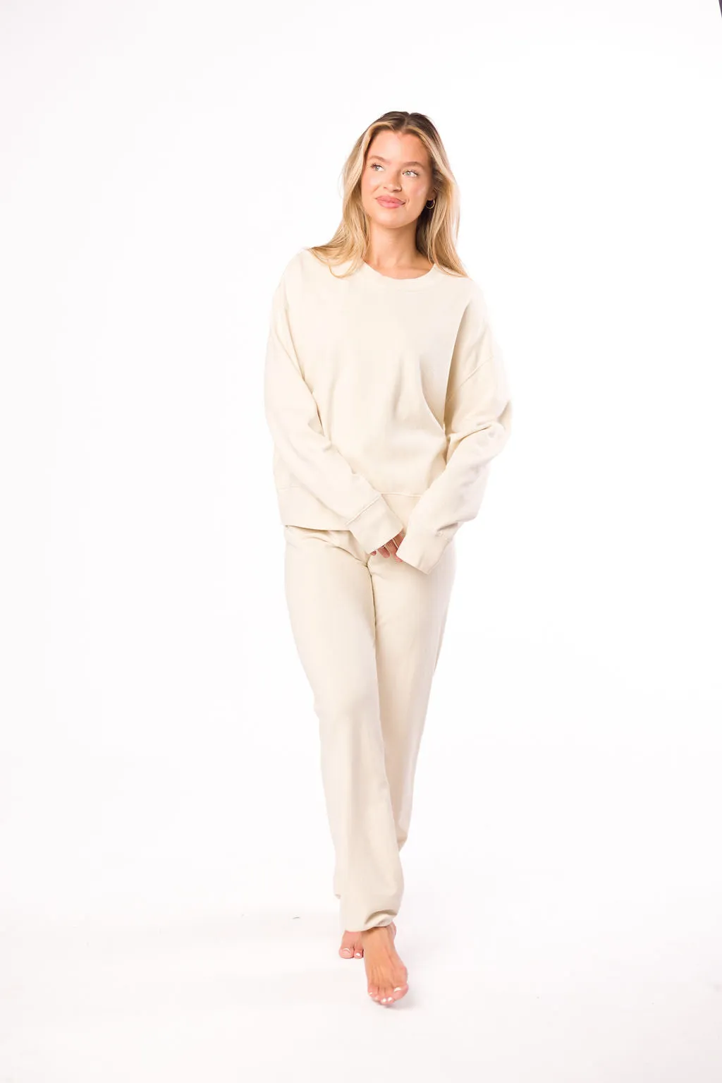 Raelynn 100% Organic Cotton Pullover and Jogger Set in Cream