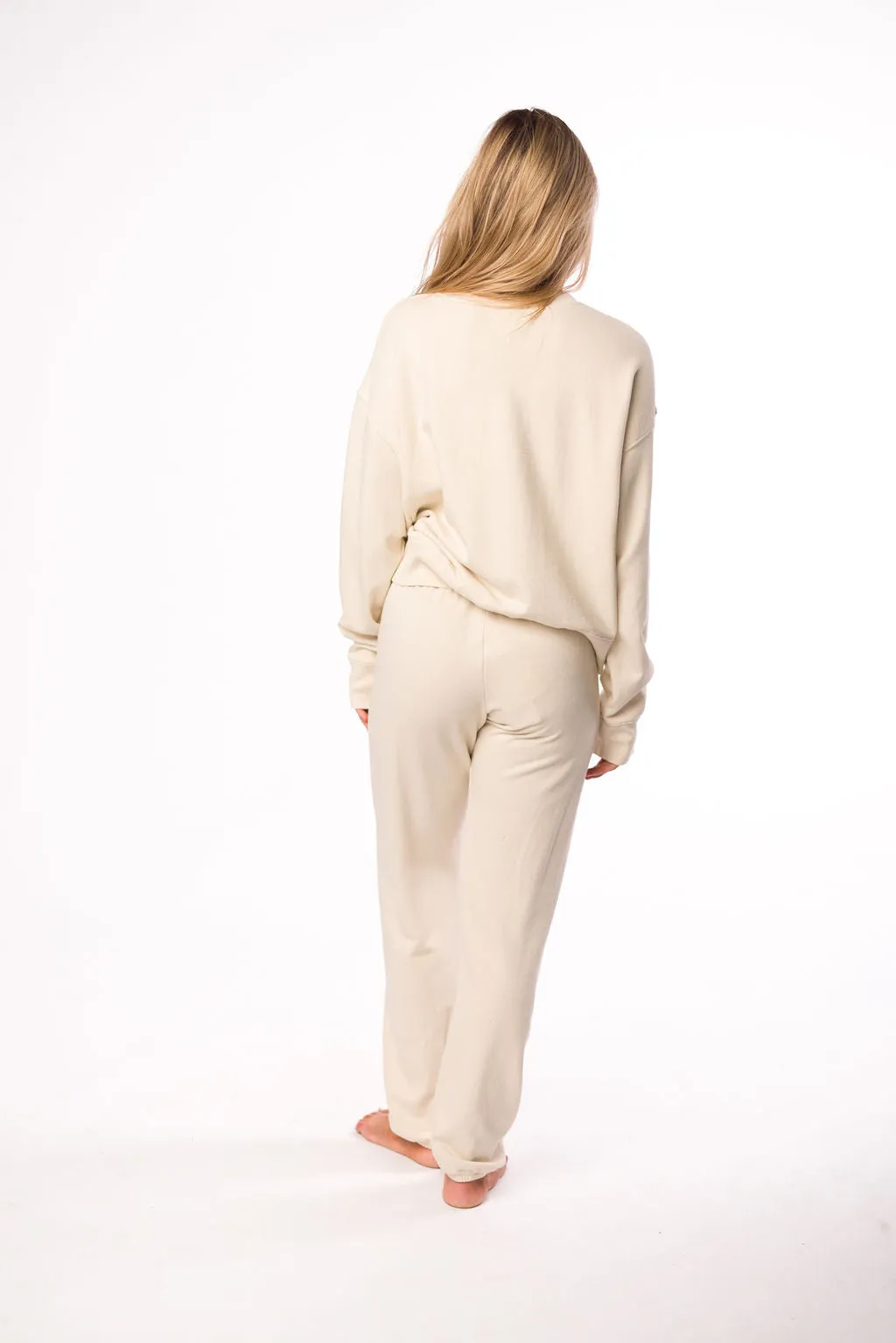 Raelynn 100% Organic Cotton Pullover and Jogger Set in Cream