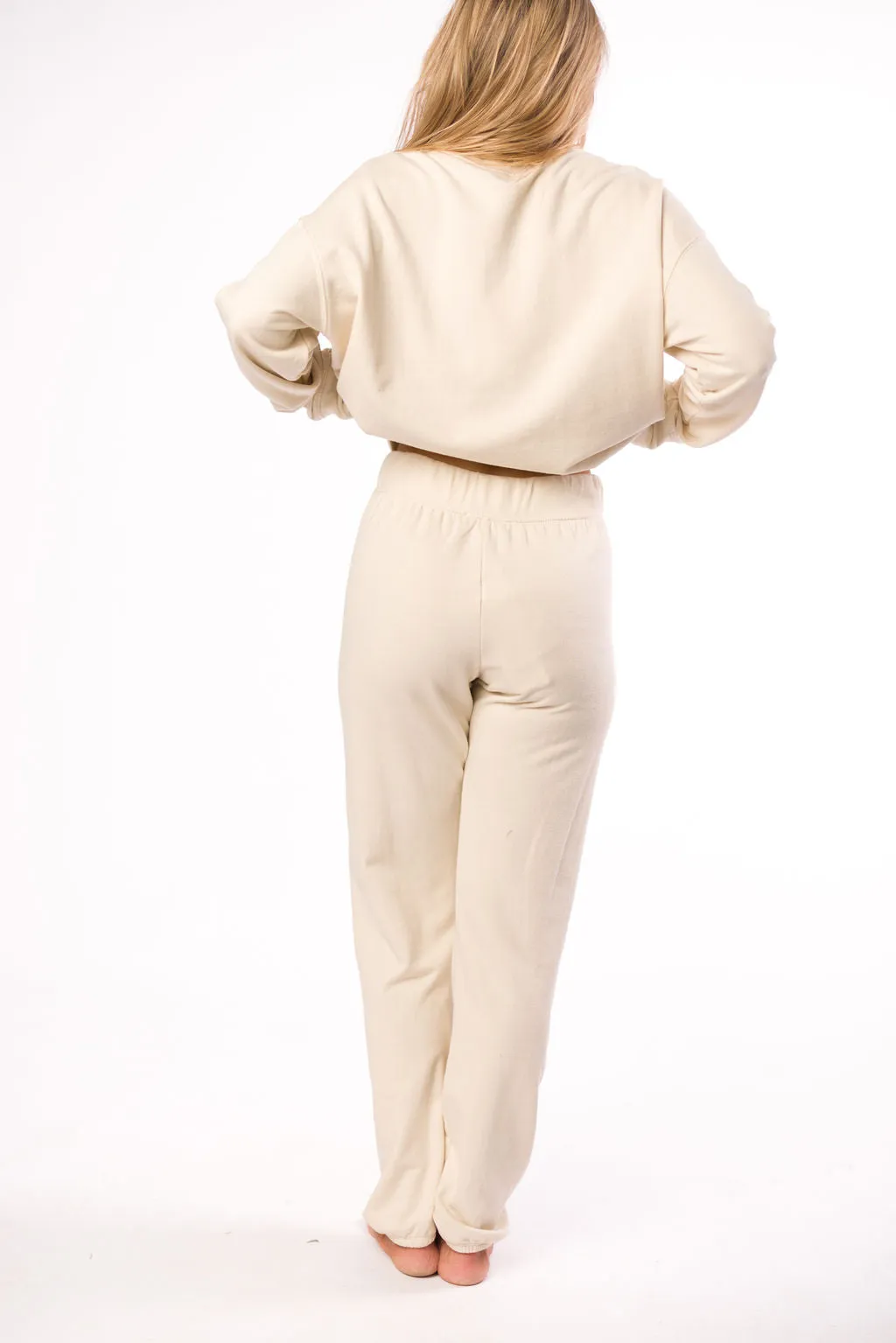 Raelynn 100% Organic Cotton Pullover and Jogger Set in Cream