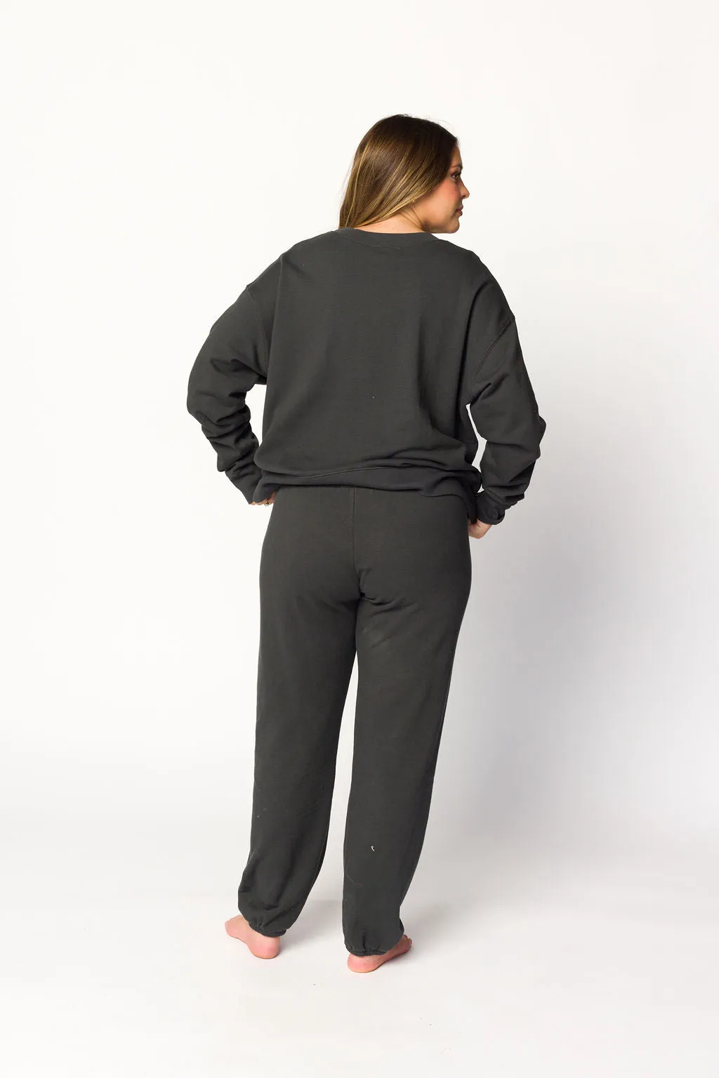 Raelynn 100% Organic Cotton Pullover and Jogger Set in Washed Black