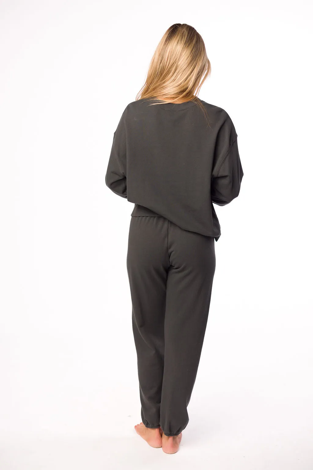 Raelynn 100% Organic Cotton Pullover and Jogger Set in Washed Black