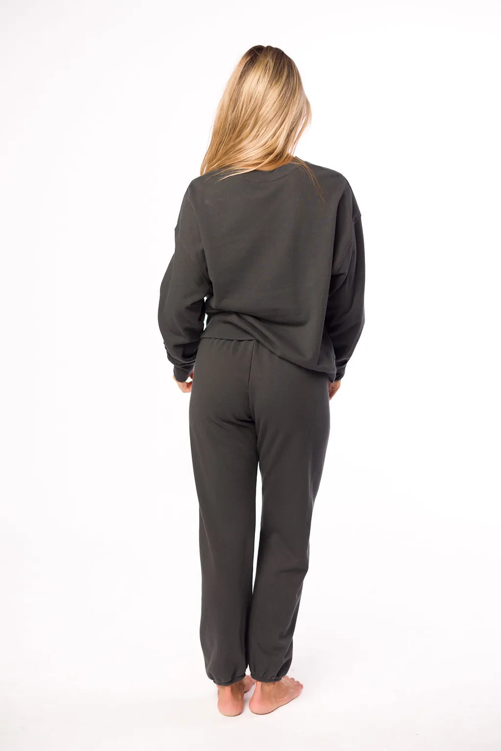 Raelynn 100% Organic Cotton Pullover and Jogger Set in Washed Black