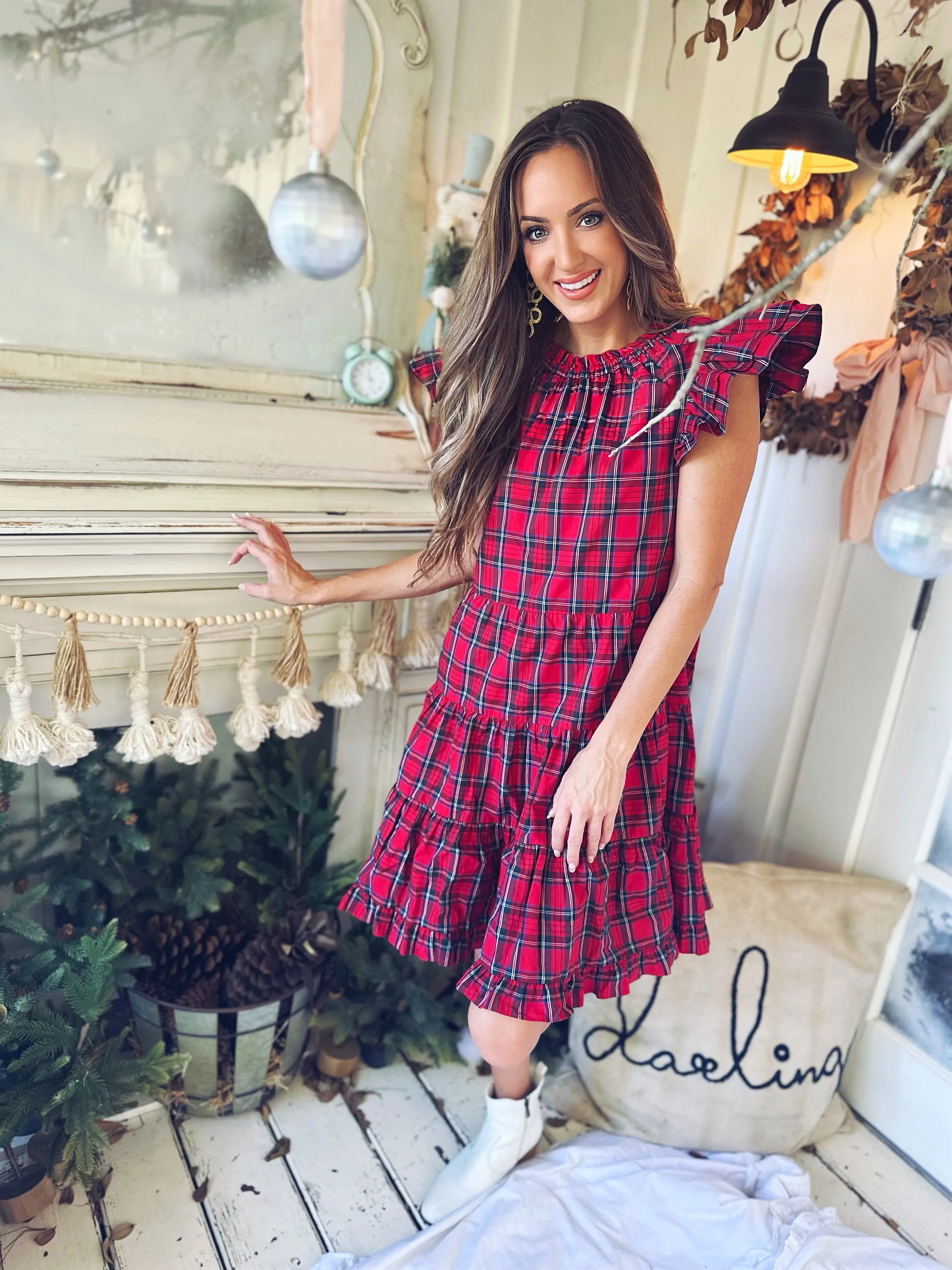 Sail To Sable Tartans Dress - Red Plaid