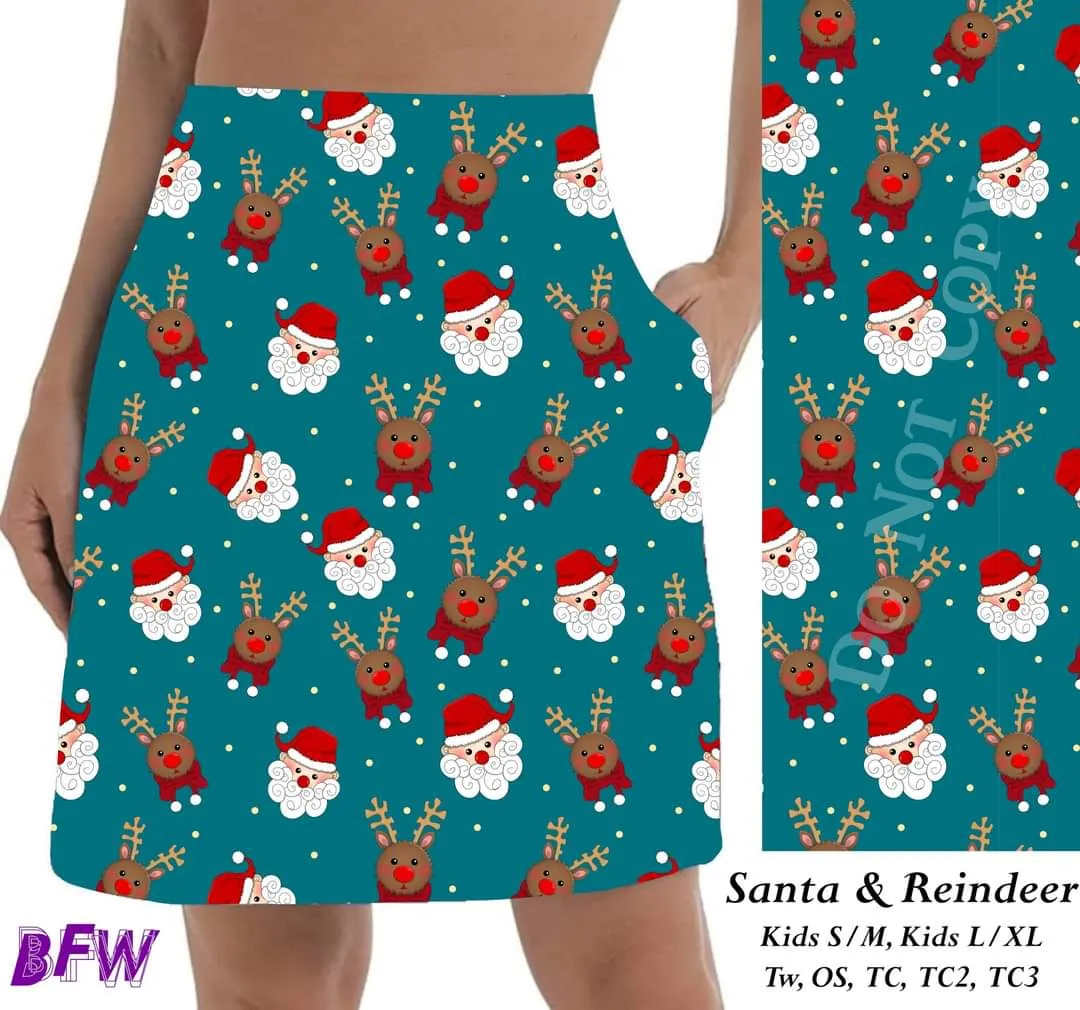 Santa & Reindeer Skort with pockets