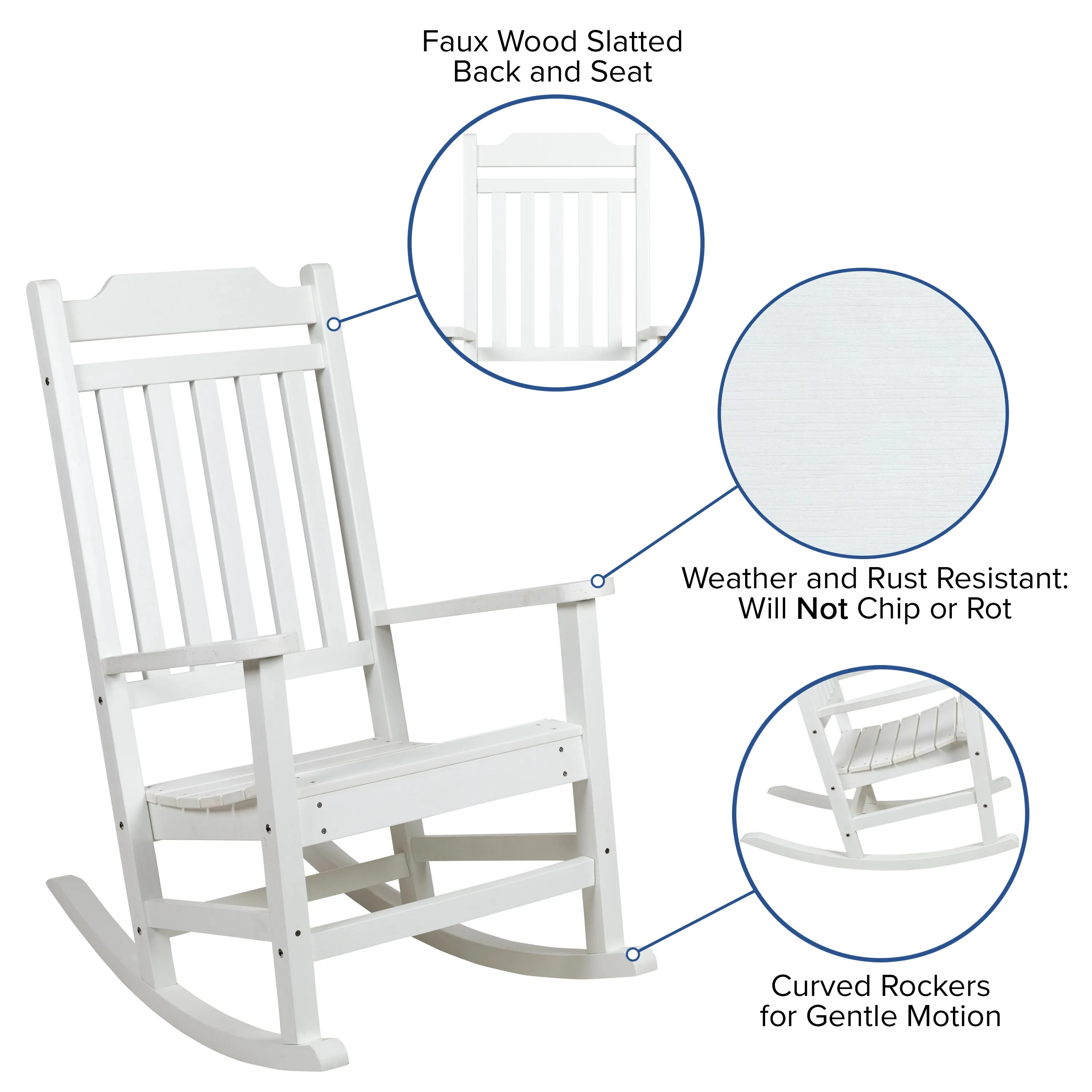 Set of 2 Winston All-Weather Poly Resin Rocking Chairs with Accent Side Table