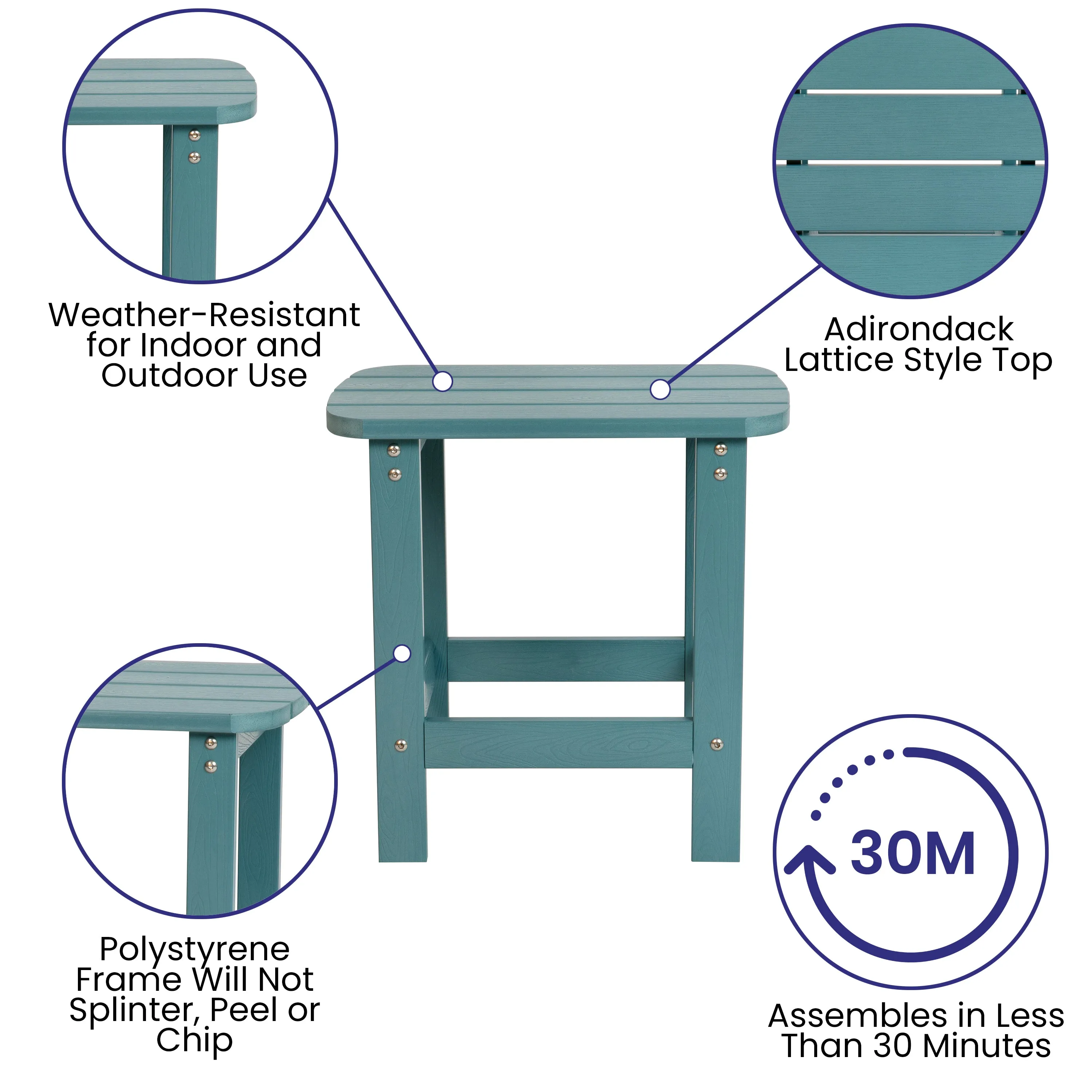 Set of 2 Winston All-Weather Poly Resin Rocking Chairs with Accent Side Table