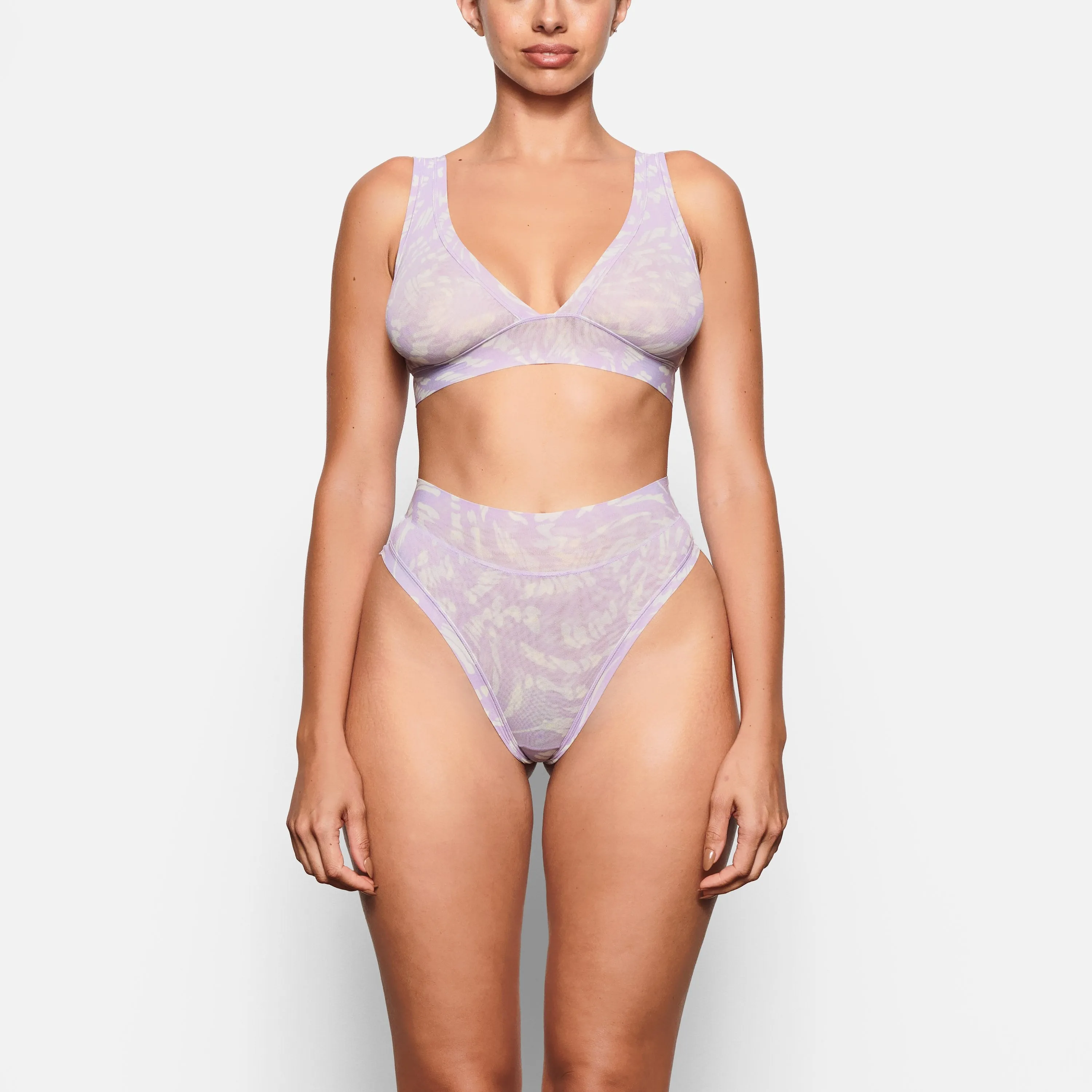 SUMMER MESH PLUNGE BRALETTE | LILAC SWIRL