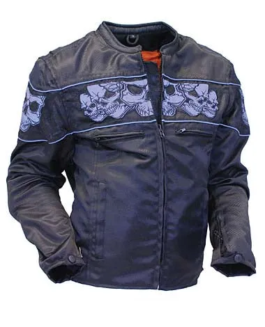 Women Nylon Motorcycle Jacket with Reflector Skulls with Gun Pockets